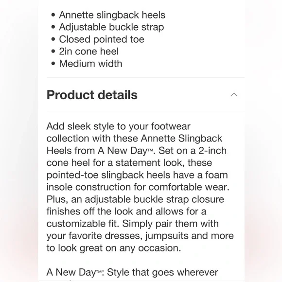 Annette Slingback Kitten Heels with Memory Foam Insole A New Day Tan new 🆕 - Picture 5 of 7